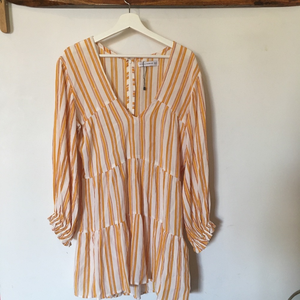 Faithfull V-neck Striped Long Sleeve Tunic Dress M